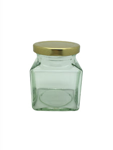 200g Square Food Jar with 53mm Gold lid