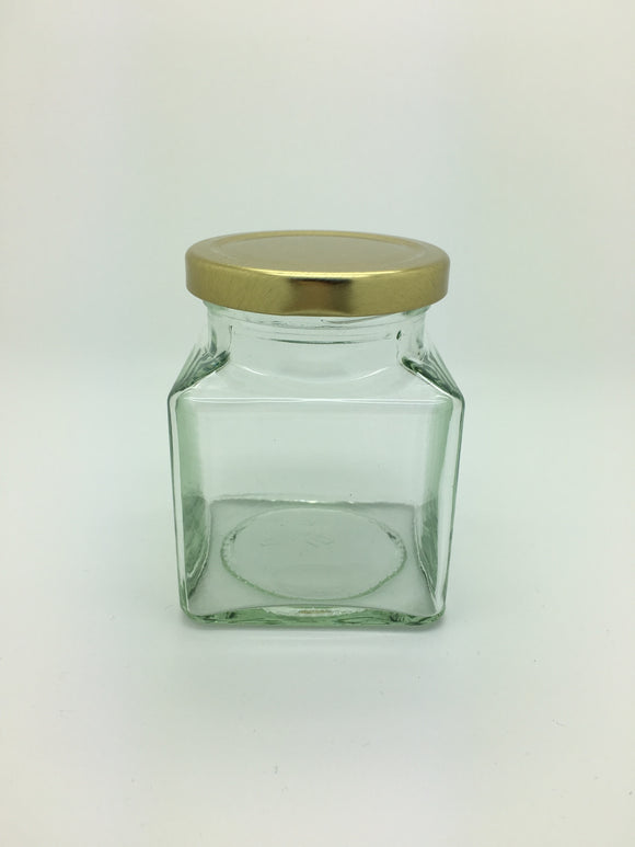 200g Square Food Jar with 53mm Gold lid
