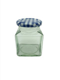 200g Square Food Jar with 53mm Blue & White Gingham lid