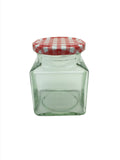 200g Square Food Jar with 53mm Red & White Gingham lid