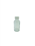 1oz (30ml) Clear Round Glass Bottle with 20mm R3 White PP Wadless or Black urea foil lined Cap
