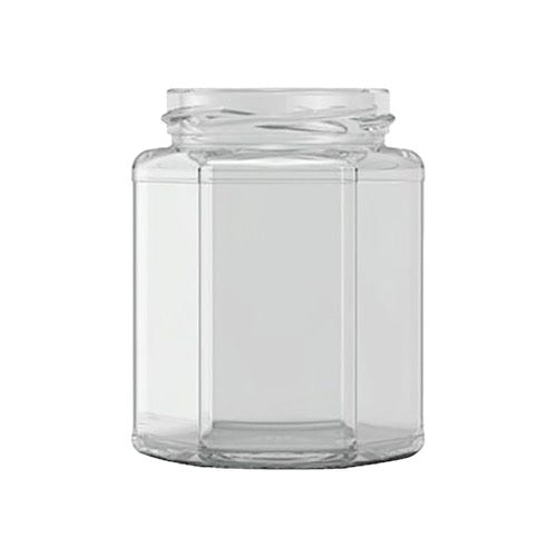 Hexagonal Jam Jar 12oz Gold Honeycomb lid 63mm 