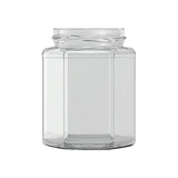 Hexagonal Jam Jar 12oz Gold Honeycomb lid 63mm 