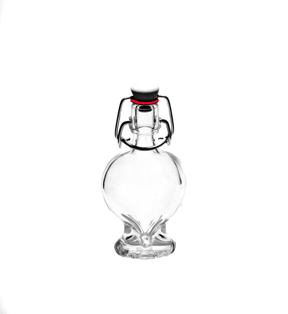 40ml Mini Heart Shaped Glass Spirit Bottle with Swing Stopper Top