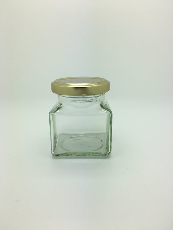 130ml Square Food Jar with 53mm Gold lid