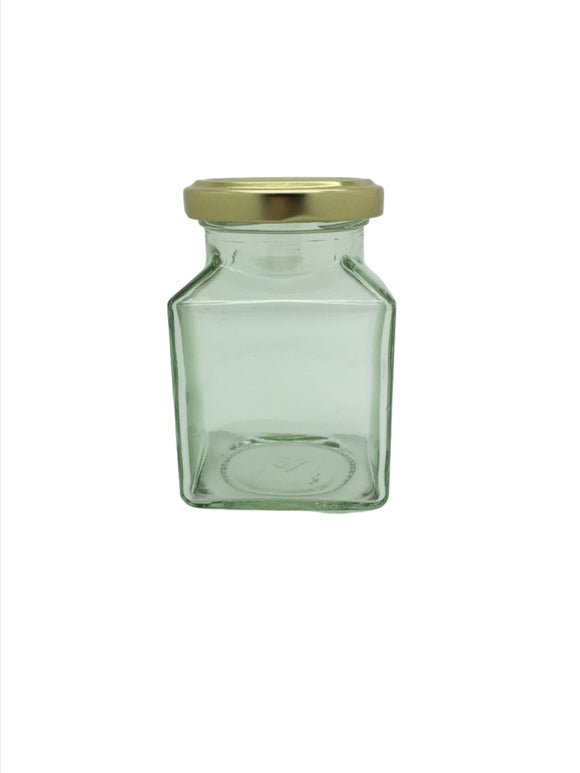 200ml Square Food Jar with 53mm Gold lid