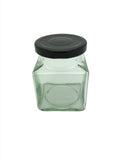 200g Square Food Jar with 53mm Black pop-up lid