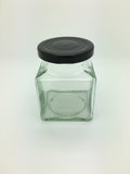 200g Square Food Jar with 53mm Black pop-up lid