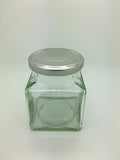200g Square Food Jar with 53mm Silver pop-up lid
