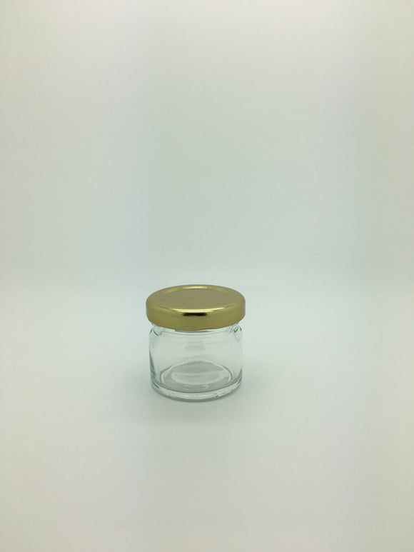 28ml Mini Round Glass Jar with 43mm Gold twist lid
