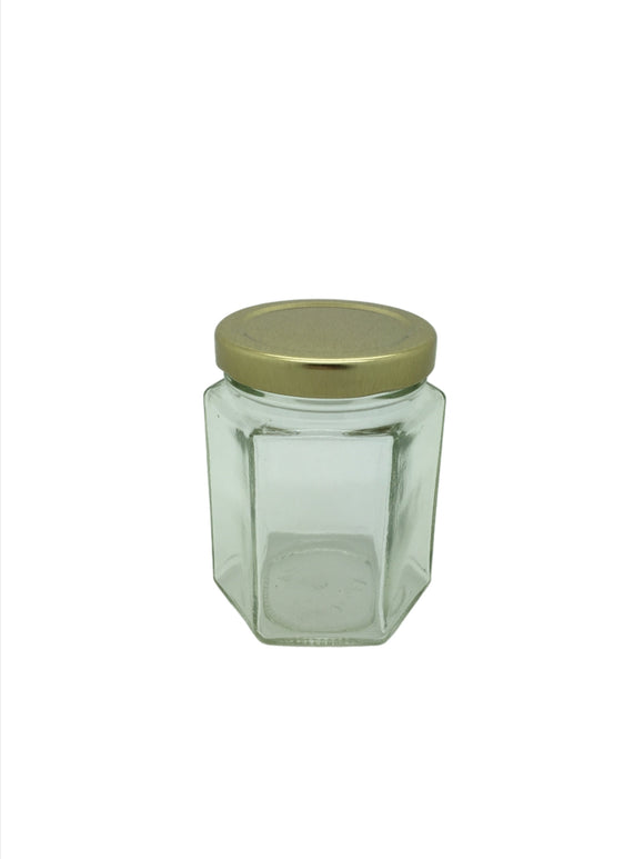 8oz 190ml) Hexagonal Jam Jar with 58mm twist off lids