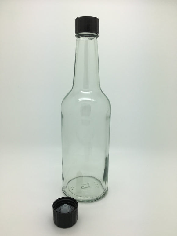 10oz (300ml) Worcester Sauce Bottle with 24mm R6 black cap or pourer