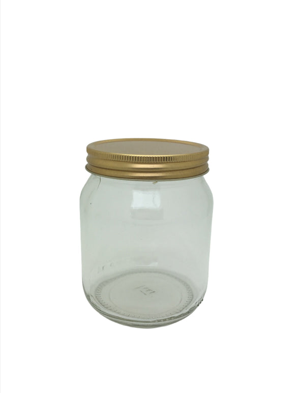 Traditional 1lb Round Honey Jars with gold 70mm screw lids