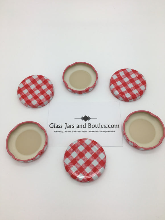 43mm Red & White Gingham twist off lids