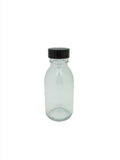 100 Alpha sirop round bottle with 28mm lined black cap or pump dispenser