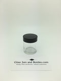 30ml clear round squat ointment jar with 38mm R3 black urea wadded cap