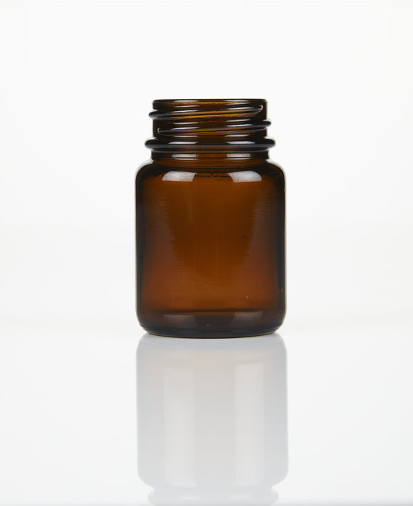 30ml Glass Amber Powder Jar with 38mm R3 Black Cap