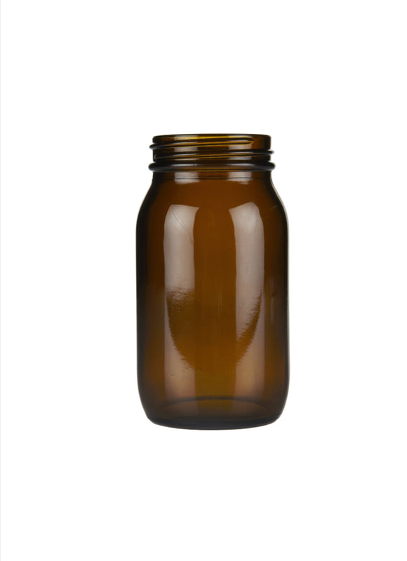 175ml Glass Amber Powder Jar with 38mm R3 Black Cap
