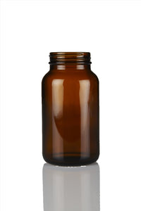 250ml Glass Amber Powder Jar with 38mm R3 Black Cap