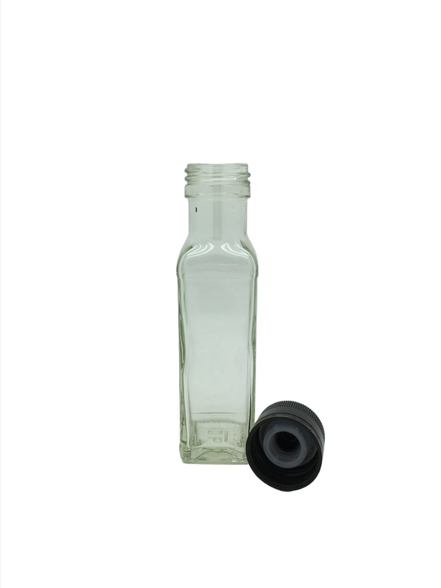 Marasca Glass Bottle | 100ml | 31.5mm black T/E cap – Glass Jars and ...
