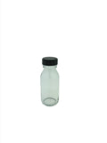 60ml mini clear round Alpha sirop mini bottle with 28mm black cap