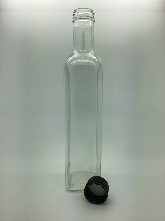 500ml Marasca Glass Bottle with choice of 31.5mm black tamper evident lid or pourer
