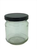 1/2lb Round Honey Jars with fancy embossed pattern to base of neck
