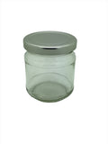 1/2lb Round Honey Jars with fancy embossed pattern to base of neck