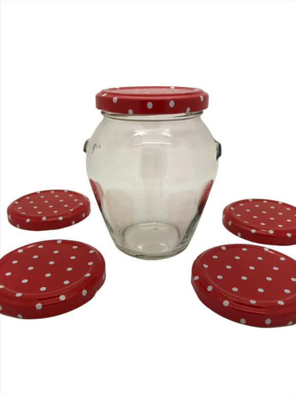 314ml Orcio Glass Jar with 63mm red spotty twist lid