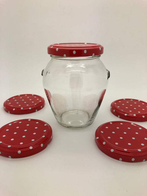 314ml Orcio Glass Jar with 63mm red spotty twist lid