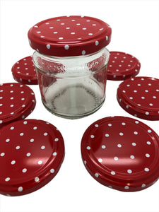 1/2lb Round Honey Jars with fancy embossed pattern to base of neck