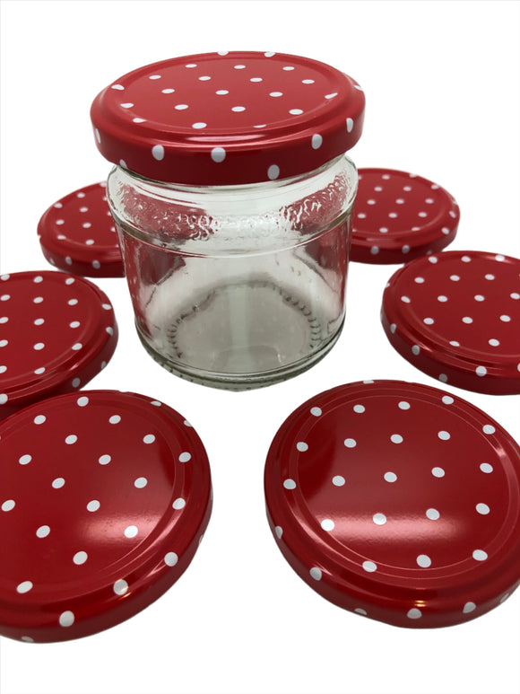 1/2lb Round Honey Jars with fancy embossed pattern to base of neck