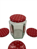 12oz (280ml) Hexagonal Glass JamÃ‚Â Jar with 63mm red spotty twist lid